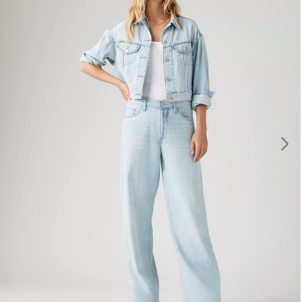 XL BAGGY STRAIGHT LINEN+ DENIM WOMEN'S JEANS Size 29 - Picture 2 of 12